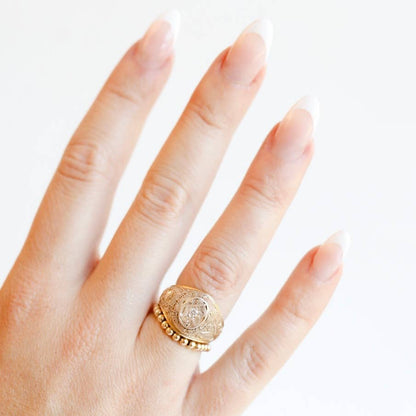 Ella Ring Beaded Band in Gold