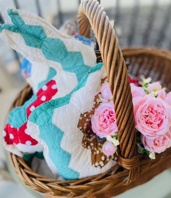 Easter Bunnies Vintage Fabric Upcycled Quilts