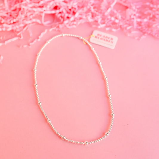 Olive Necklace Silver Beaded