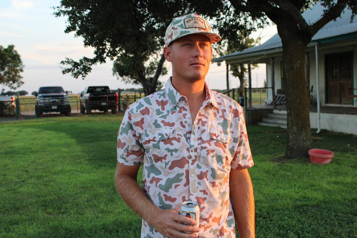 Shirt Pearl Snap Camo Short Sleeve