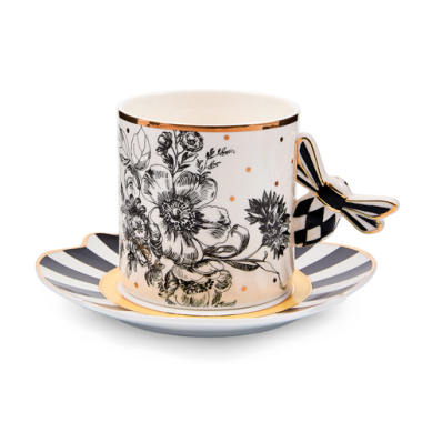 bee toile mug with plate 