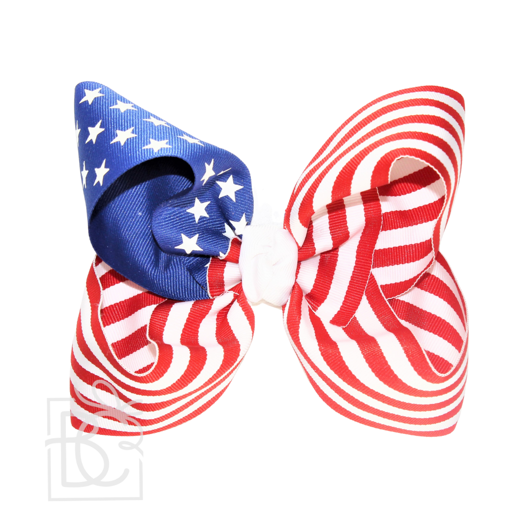Hair Bow STARS AND STRIPES GROSGRAIN