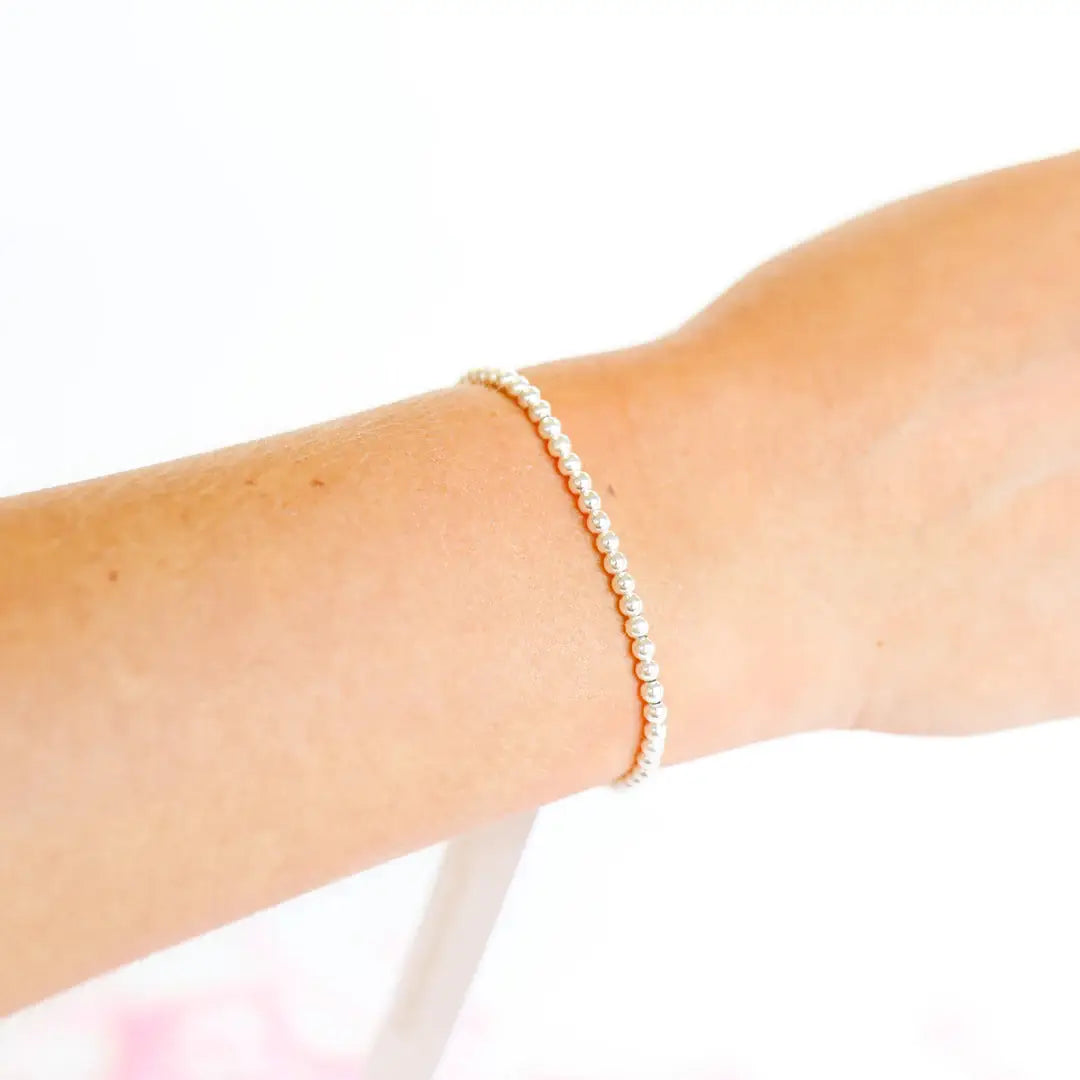 3MM Silver Beaded Bracelet