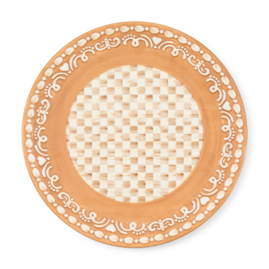 Mackenzie Childs Dinner Plate Gingerbread Mocha Check