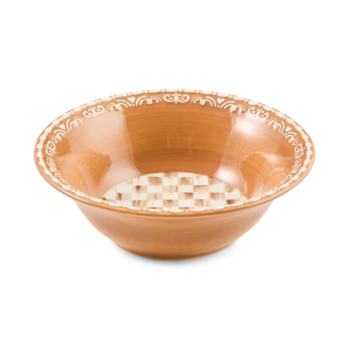 Mackenzie Childs Bowl Gingerbread Mocha Check Small