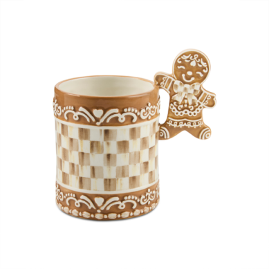 Mackenzie Childs Mug Gingerbread Mocha Check Small