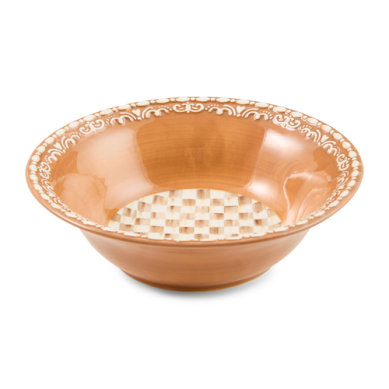 Mackenzie Childs Serving Bowl Gingerbread Mocha Check