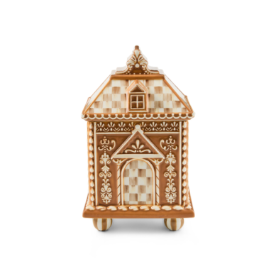 Mackenzie Childs Canister Gingerbread Mocha Check Small