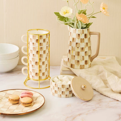 Mackenzie-Childs Trinket Box Mocha Check