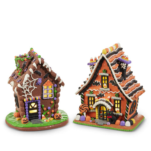 HALLOWEEN GINGERBREAD HOUSE LIGHTED