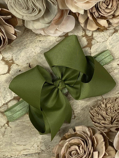 Hair Bow Classic Grosgrain - Satin Headband - 4.5"
