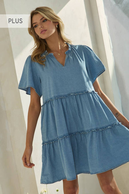 Dress Plus Washed Denim Babydoll