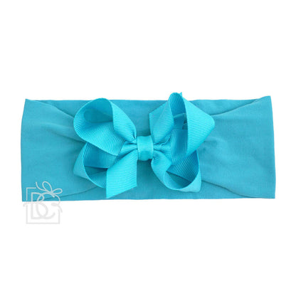 Hair Bow WIDE PANTYHOSE HEADBAND W/CLASSIC GROSGRAIN