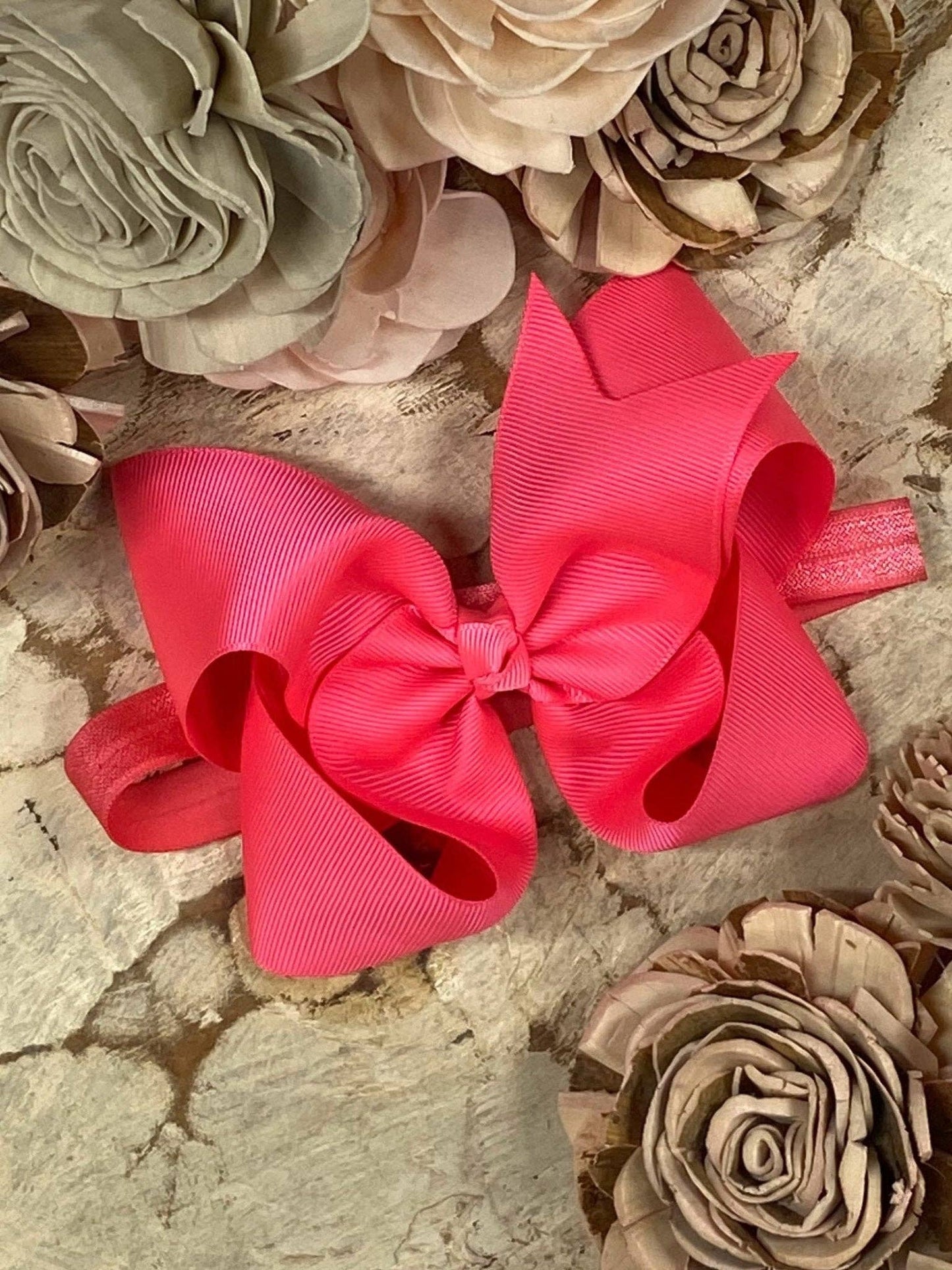 Hair Bow Classic Grosgrain - Satin Headband - 4.5"