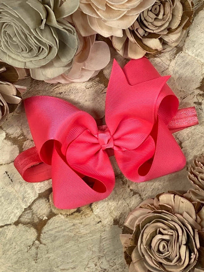 Hair Bow Classic Grosgrain - Satin Headband - 4.5"
