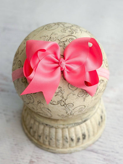 Hair Bow Classic Grosgrain - Satin Headband - 4.5"