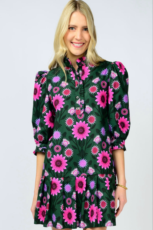 Ivy Jane  Dress Pleated Hem |Green