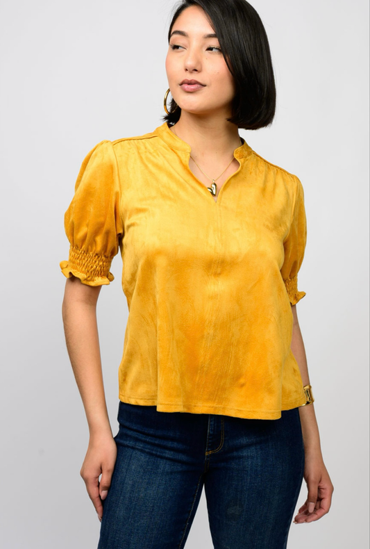 Ivy Jane Gold Suede Top 