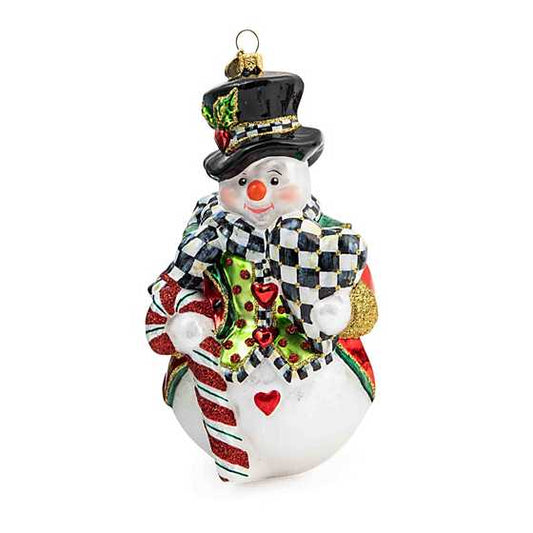 Ornament Candy Cane Snowman Glass