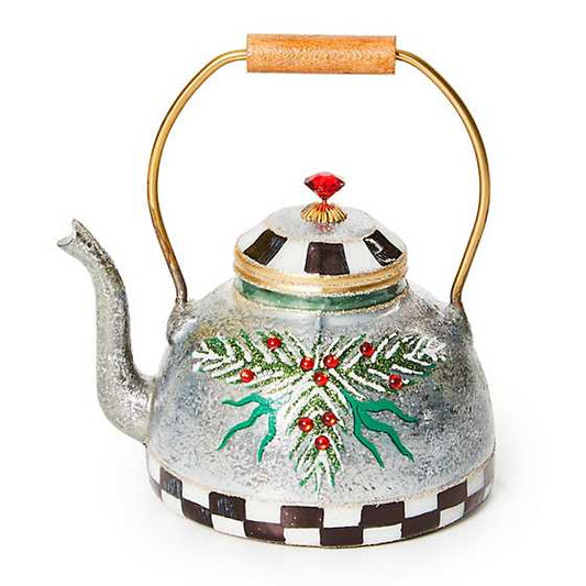Ornament Farmhouse Holiday Tea Kettle Glass