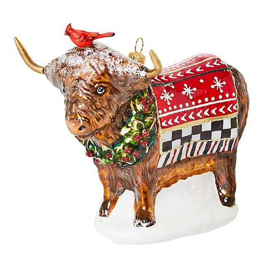 Ornament Cozy Christmas Highland Cow Glass