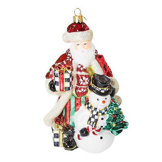 Ornament Santa and Snowman Cozy Christmas Glass