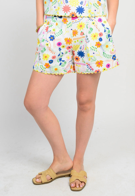 white floral shorts