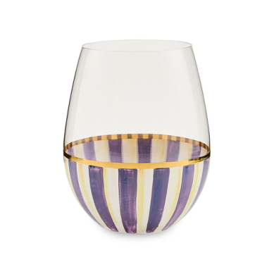 violet stripe wine glass Mackenzie Childs 