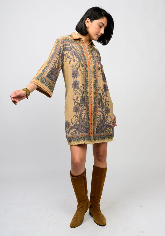 Uncle Frank Paisley Border Shirt Dress