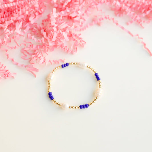 Poppi Bracelet Blue School Spirit Pearl