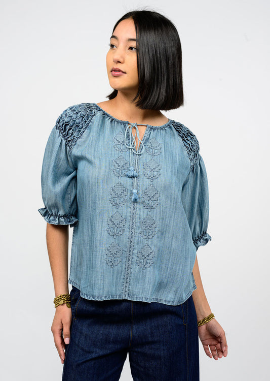 IJ TOP SMOCKED SLEEVE