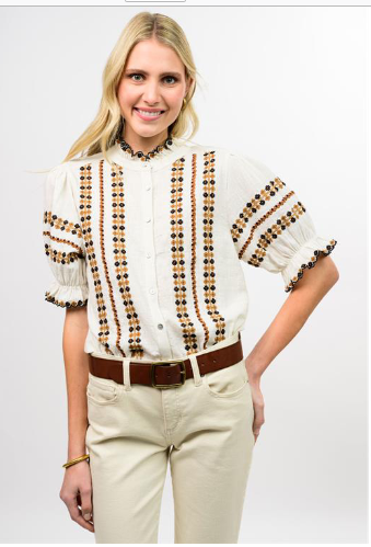 Ivy Jane TOP ROWS OF EMBROIDERY IVORY