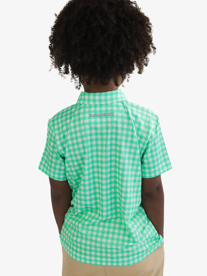 Boys Classic Spring Bud Gingham Knit Short Sleeve Performance Polo
