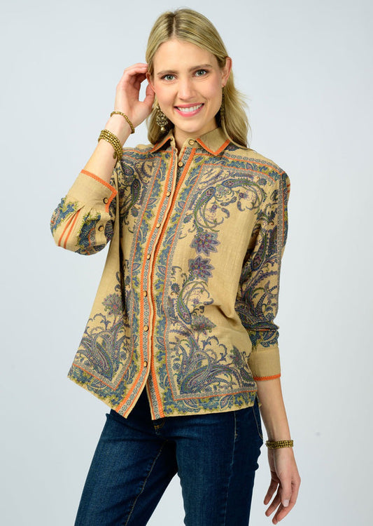 Ivy Jane Top Paisley Border Shirt