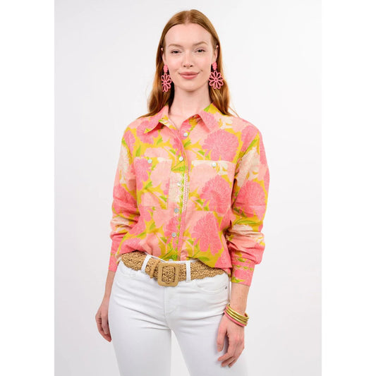 pink and yellow floral top 