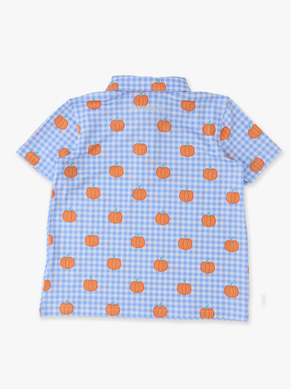 Polo Top Pumpkin Patch Gingham Knit Short Sleeve Performance Boys