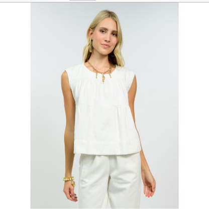 white sleeveless Ivy Jane top 