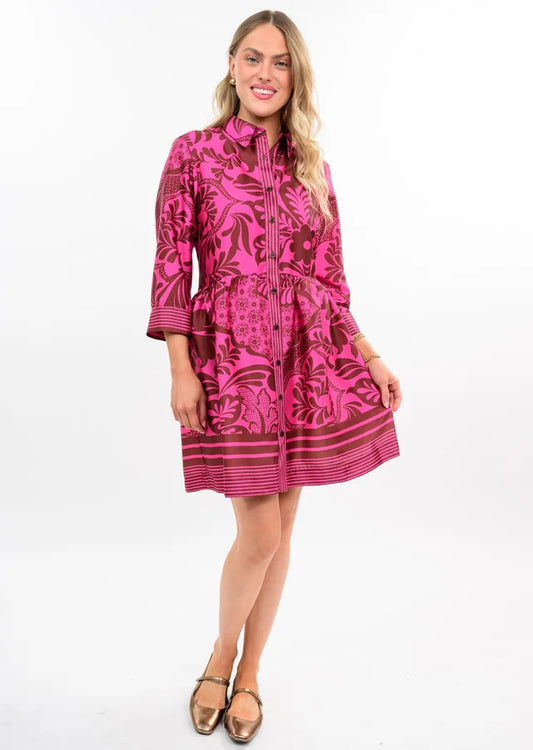 Uncle Frank DRESS BOARDER STRIPE MAGENTA