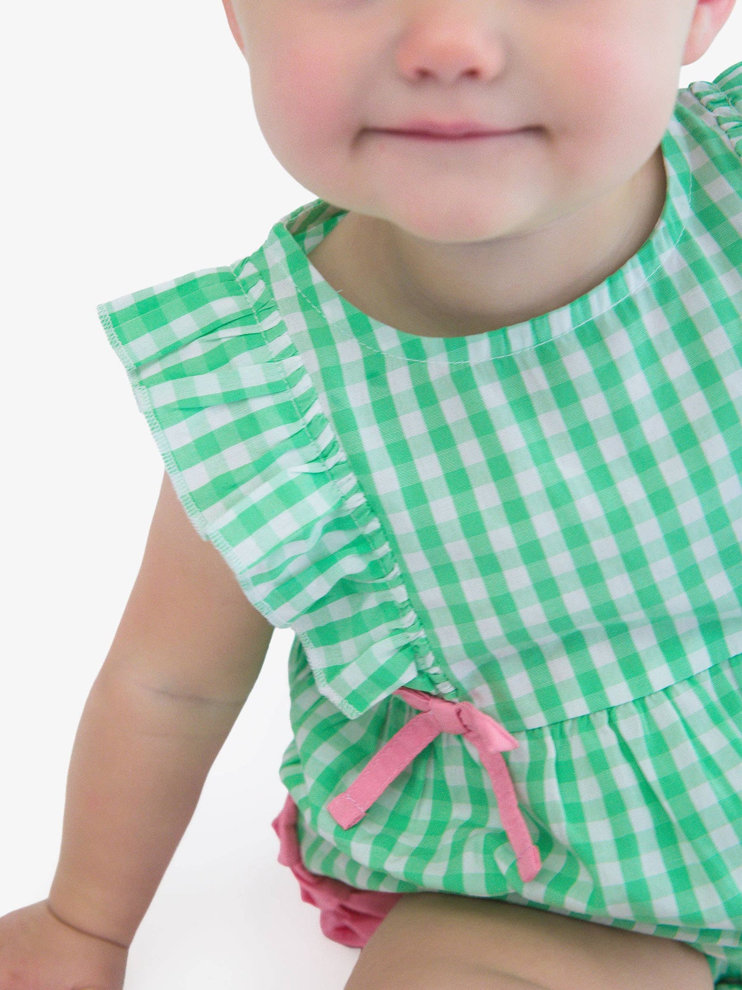 Romper Spring Bud Gingham Classic Ruffle Bubble Baby Girls