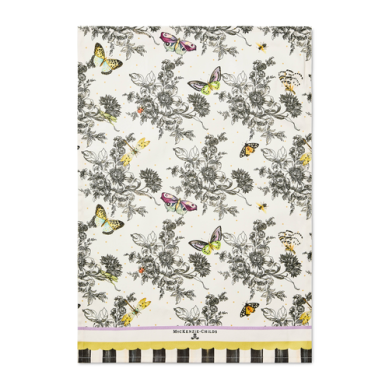 Mackenzie Childs Dish Towel Butterfly Toile Printed
