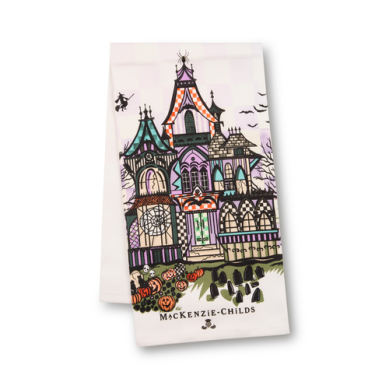 Mackenzie Childs Dish Towel Haunted House Printed