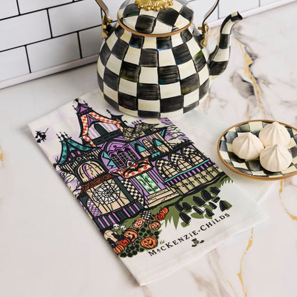 Mackenzie Childs Dish Towel Haunted House Printed