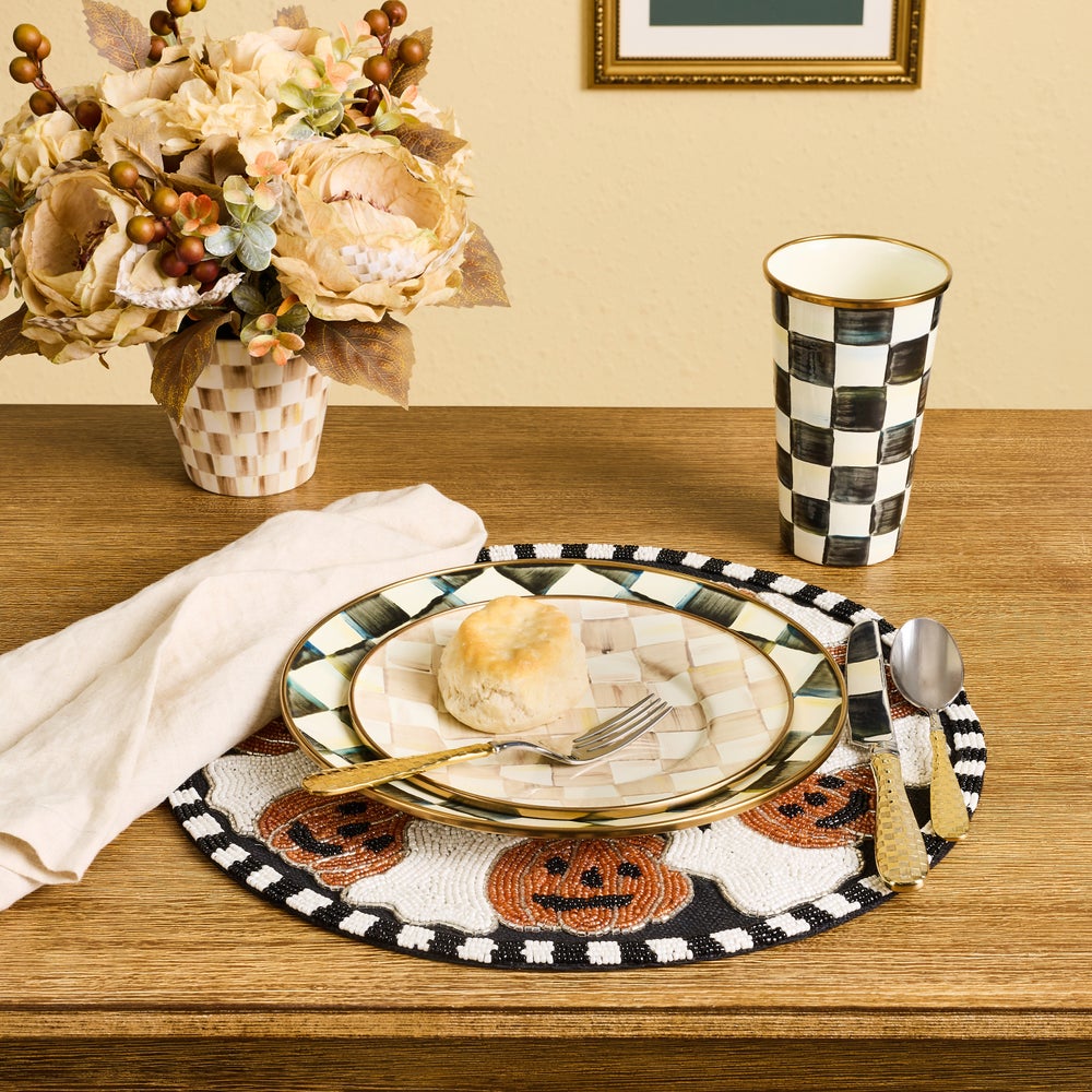 Mackenzie Childs Placemat Ghost and Jack O' Lantern