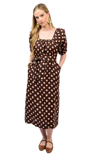 Uncle Frank DRESS DOT LINEN BROWN