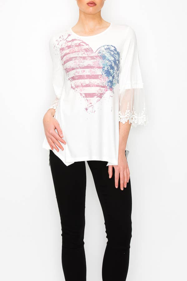Top Elegant Lace Bell Sleeve Blouse