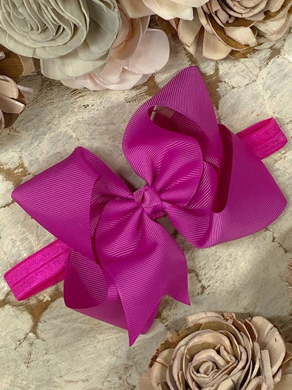 Hair Bow Classic Grosgrain - Satin Headband - 4.5"