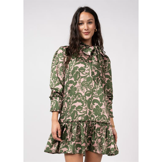 green and pink paisley dress 