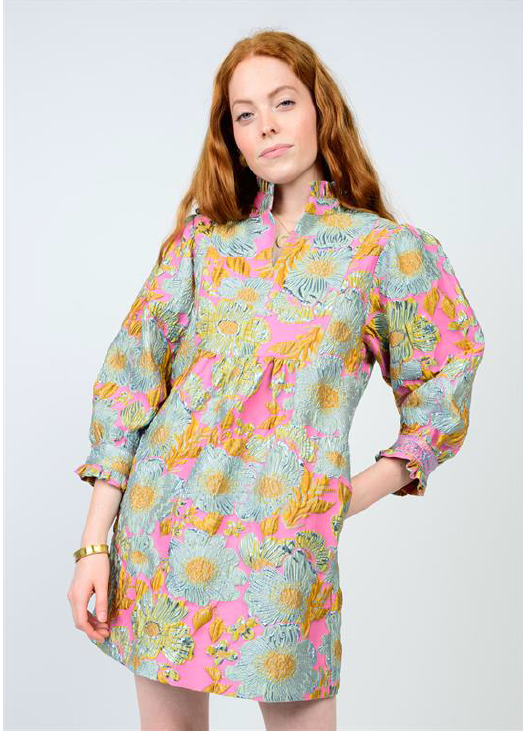 Uncle Frank DRESS BROCADE RUFFLED TRIM