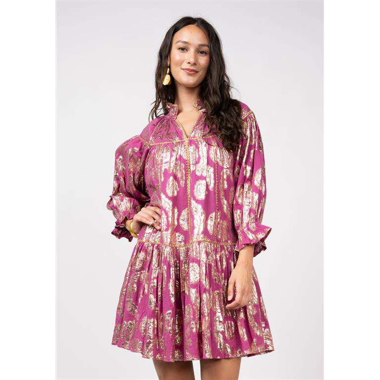 magenta dress with gold 