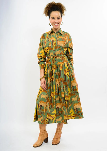 Uncle Frank Dress HORSE BUTTON DOWN MAXI